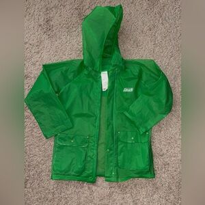 Coleman Green Raincoat with Hood and Waterproof Material